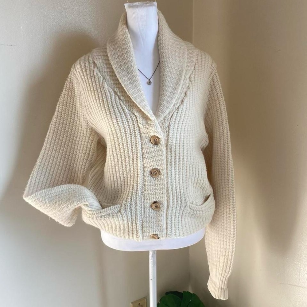 Vintage 80s cream cardigan - Picture 5 of 7